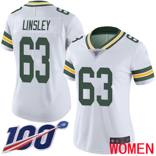 Green Bay Packers Limited White Women #63 Linsley Corey Road Jersey Nike NFL 100th Season Vapor Untouchable->green bay packers->NFL Jersey